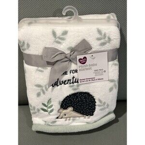 Parents Choice Embroidered Hedgehog Plush Baby Infant Blanket Soft Fleece Lovey